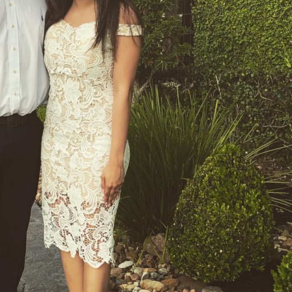 White lace midi dress